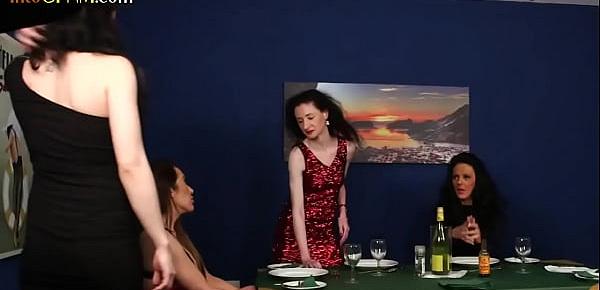 British femdom group blowing lucky dudes dick